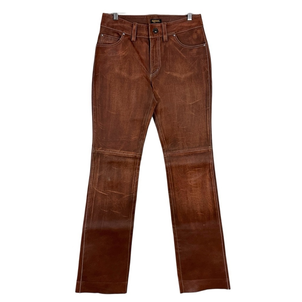 Manuel Women’s Distressed Brown Leather Pants